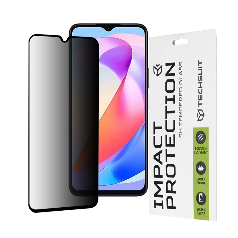Folie sticla Honor X6a Techsuit 111D Privacy Full Glue, negru