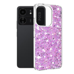 Husa cu sclipici Xiaomi Poco C65 Techsuit Sparkly Glitter, magenta