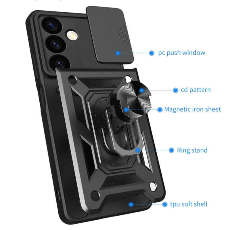 Husa Samsung Galaxy S24 FE protectie camera Techsuit CamShield Series, negru