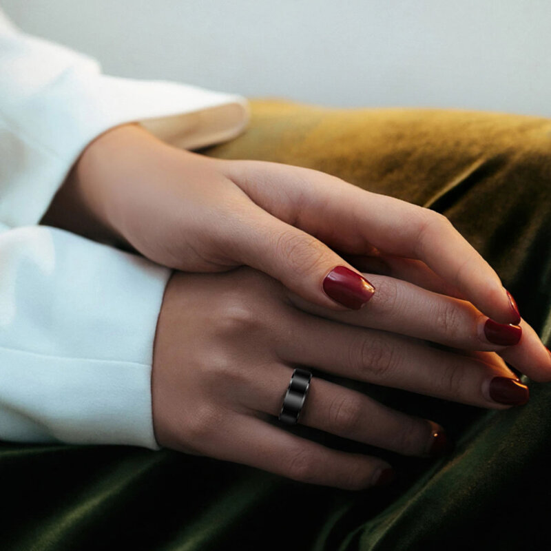 Inel smart unisex premium Techsuit R6, 64.7mm, EcTri, negru