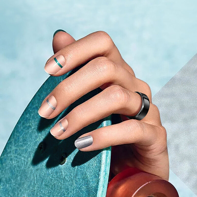 Inel smart unisex premium Techsuit R6, 64.7mm, EcTri, negru