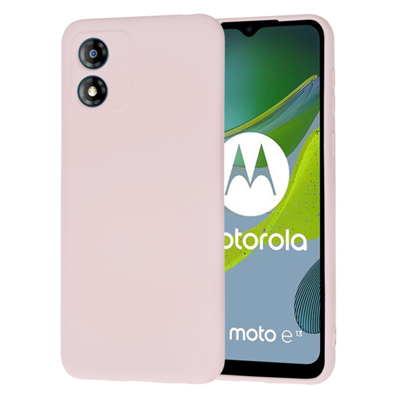 Husa silicon Motorola Moto E13 Techsuit SoftFlex, roz pudra