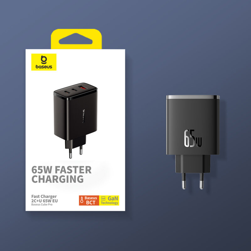 Incarcator priza Fast Charge Baseus Cube Pro, 65W, negru