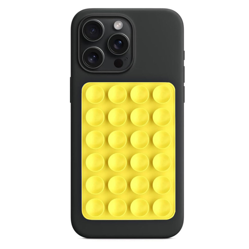 Suport adeziv cu ventuze pentru telefon Techsuit SY-PAD, galben
