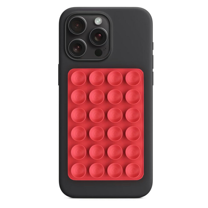 Suport adeziv cu ventuze pentru telefon Techsuit SR-PAD, rosu
