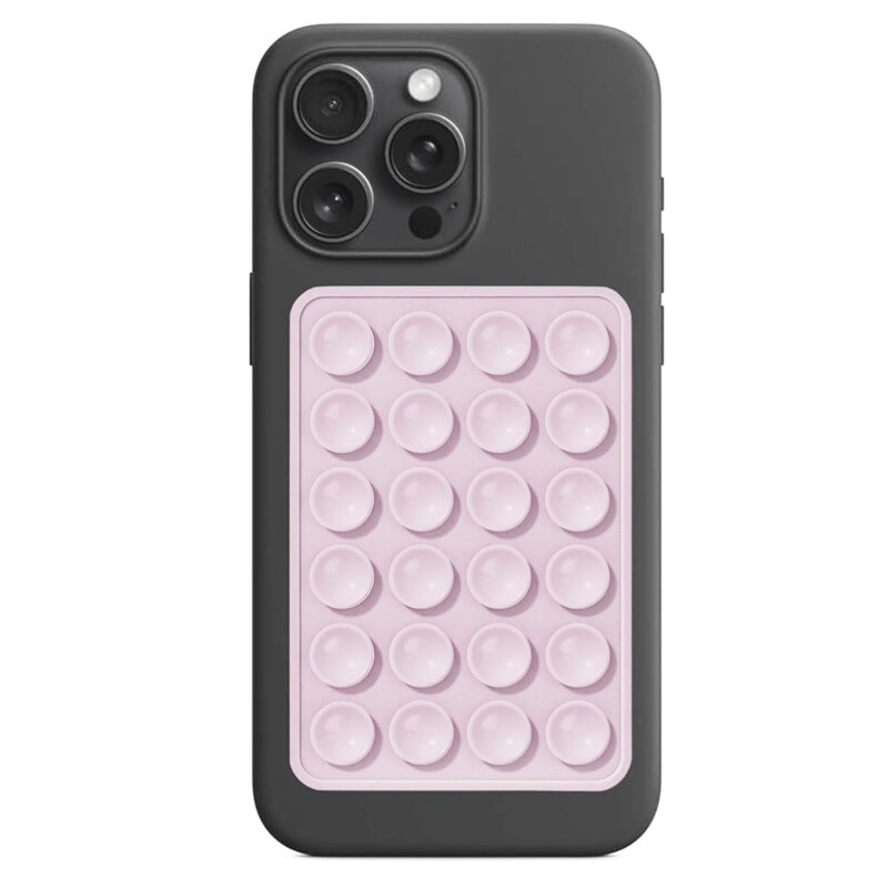 Suport adeziv cu ventuze pentru telefon Techsuit SL-PAD, roz