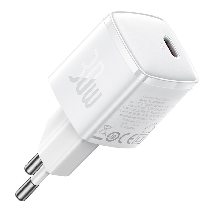 Incarcator priza tip C Fast Charge Baseus Cube Pro, 30W, alb
