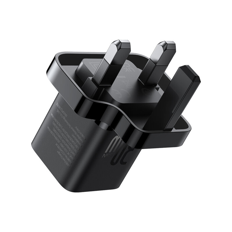 Incarcator priza UK tip C Fast Charge Baseus GaN5, 30W, negru
