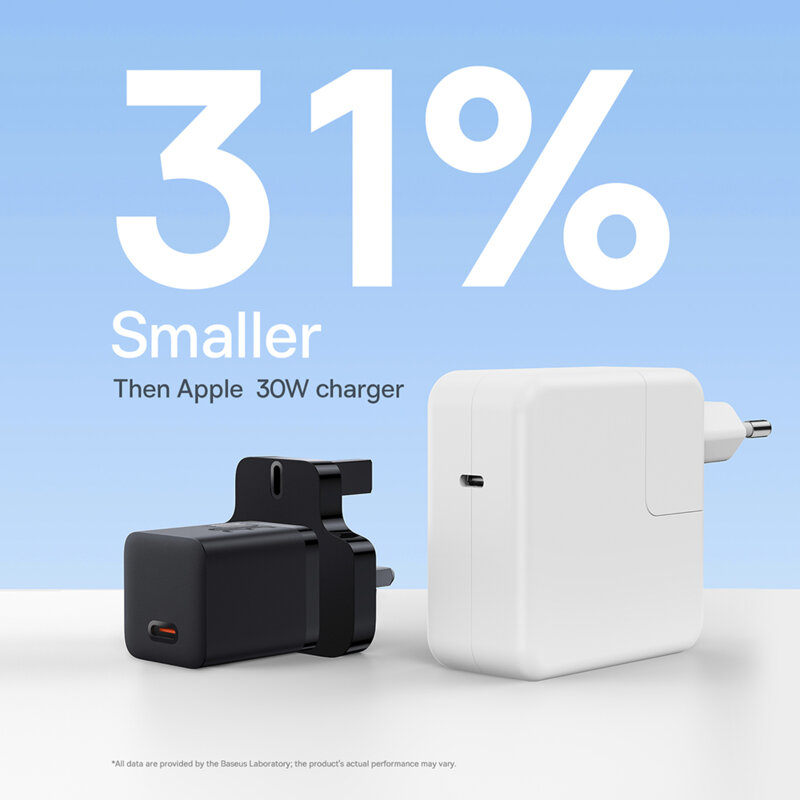 Incarcator priza UK tip C Fast Charge Baseus GaN5, 30W, negru