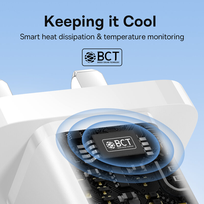 Incarcator priza UK tip C Fast Charge Baseus GaN5, 30W, alb