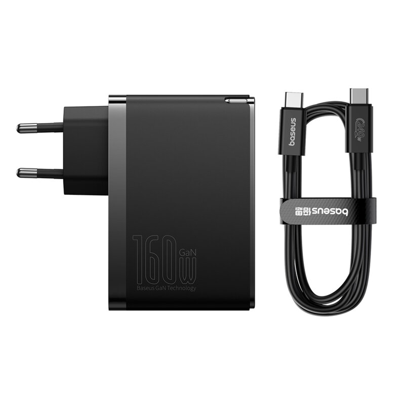 Incarcator priza tip C USB + cablu Type-C Baseus GaN5 Pro Digital, 160W, negru