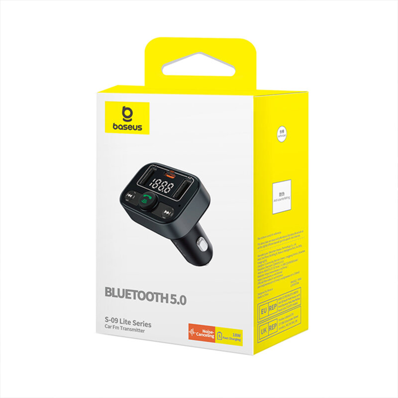 Modulator FM auto Bluetooth PD18W Baseus S-09 Lite, negru