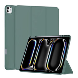 Husa iPad Pro 13 (2024) Techsuit Flex Trifold Pen, verde inchis