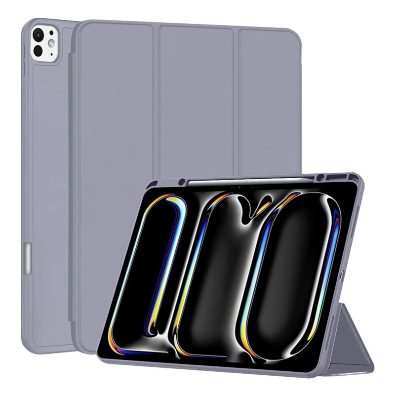 Husa iPad Pro 13 (2024) Techsuit Flex Trifold Pen, mov