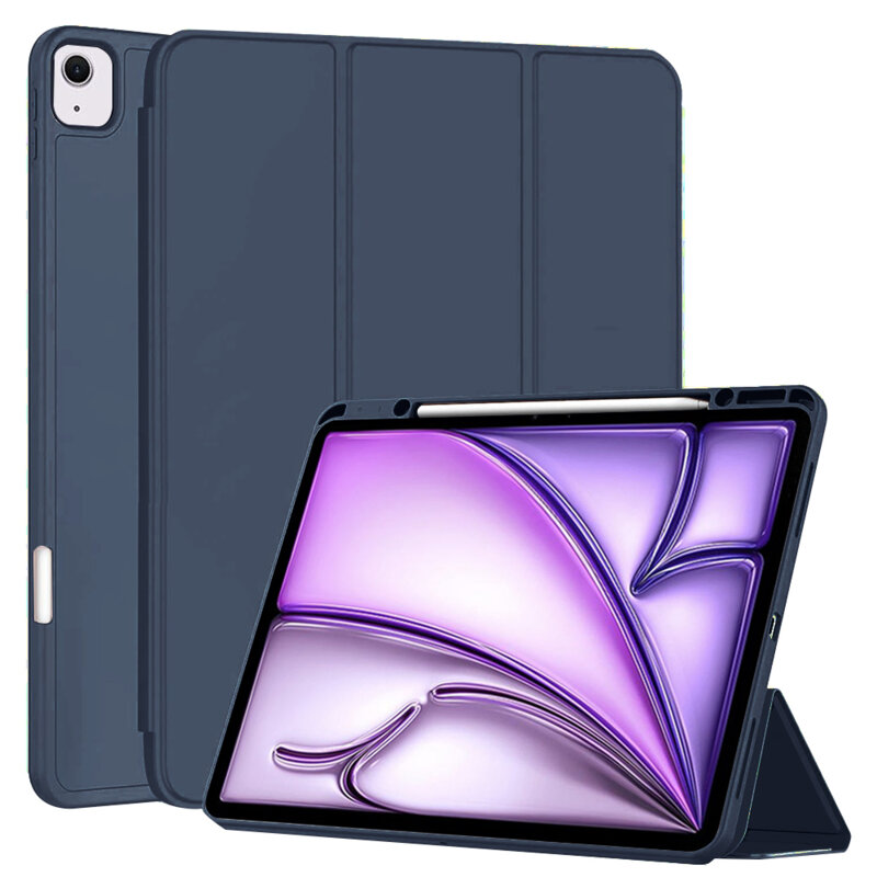 Husa iPad Air 13 (2024) Techsuit Flex Trifold Pen, bleumarin