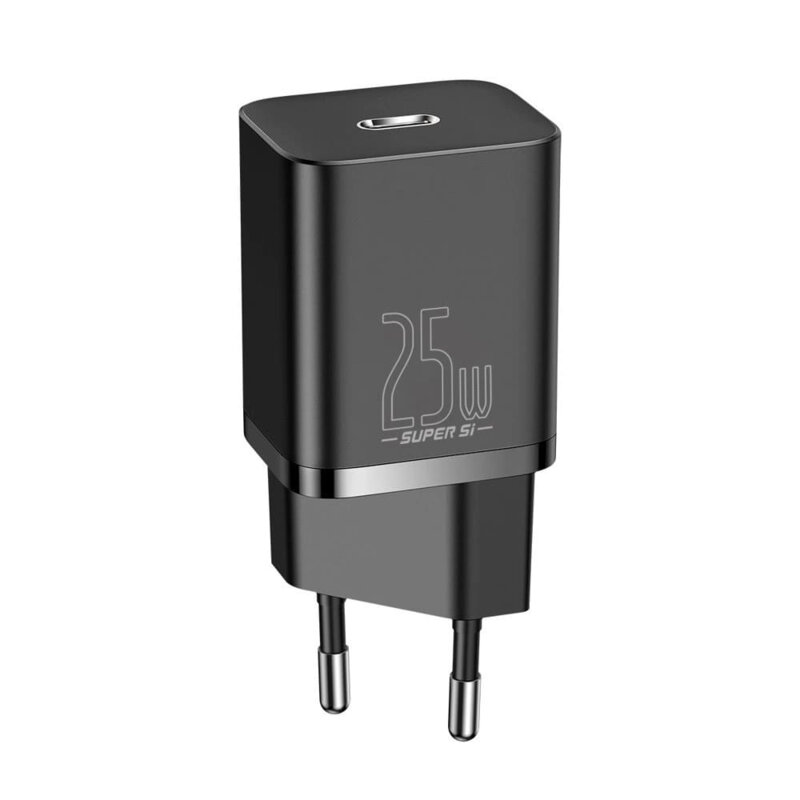 Incarcator priza Type-C 25W Baseus Super Si, negru, CCSP020101