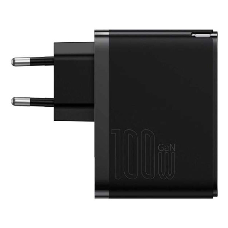 Incarcator priza Fast Charge 2in1 + cablu Type-C Baseus GaN5 Pro, 100W, negru