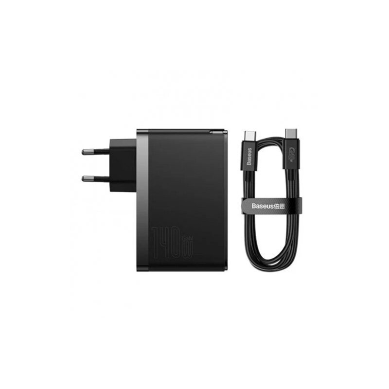 Incarcator priza Fast Charge 3in1 + cablu Type-C Baseus GaN5 Pro, 140W, negru