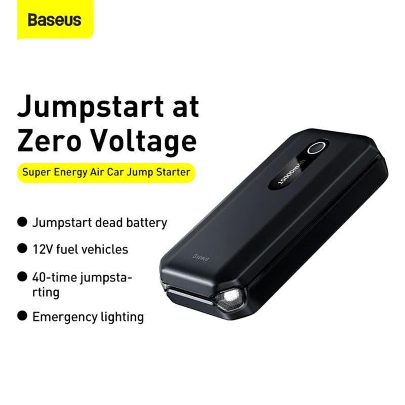 Jump starter/compresor auto portabil 1000A Baseus, negru