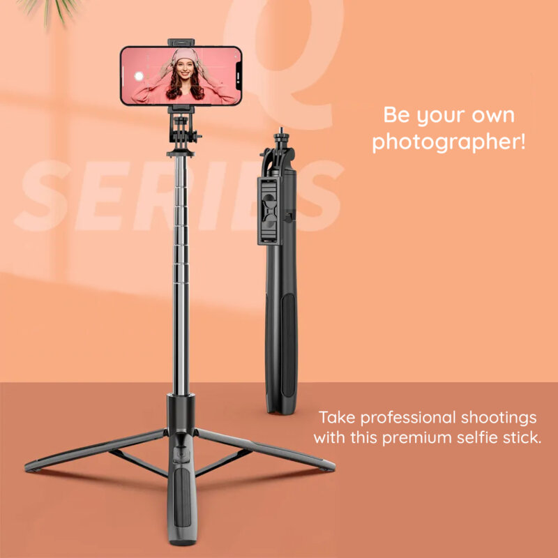 Selfie stick cu trepied si telecomanda Techsuit Q05, 158cm