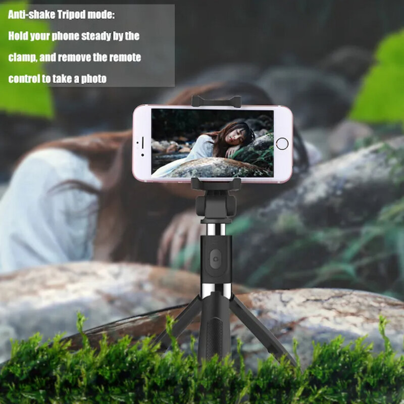 Selfie Stick Bluetooth cu trepied, telecomanda Techsuit L01, 70cm