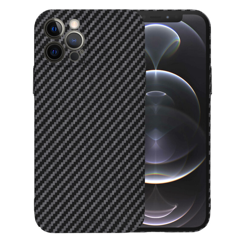 Husa iPhone 12 Pro Techsuit Carbonite FiberShell, negru