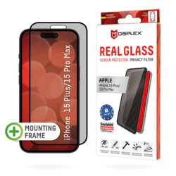 Folie sticla premium iPhone 16 Pro Displex Real Glass Privacy Full Cover, negru