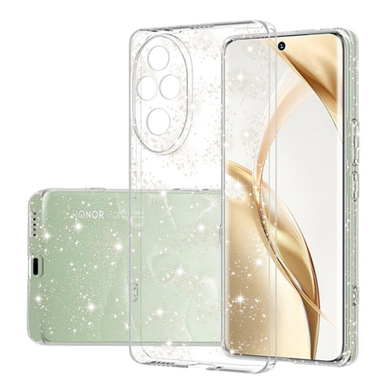 Husa sclipici Honor 200 Techsuit SparkleSkin, transparenta