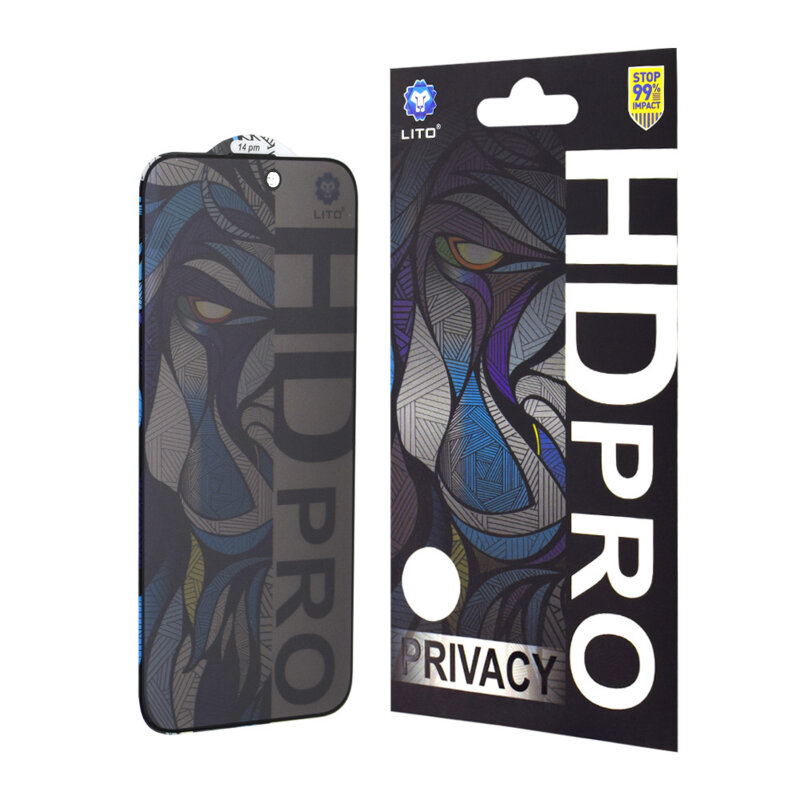 Folie sticla iPhone 13 Pro Lito HD Pro Privacy, negru