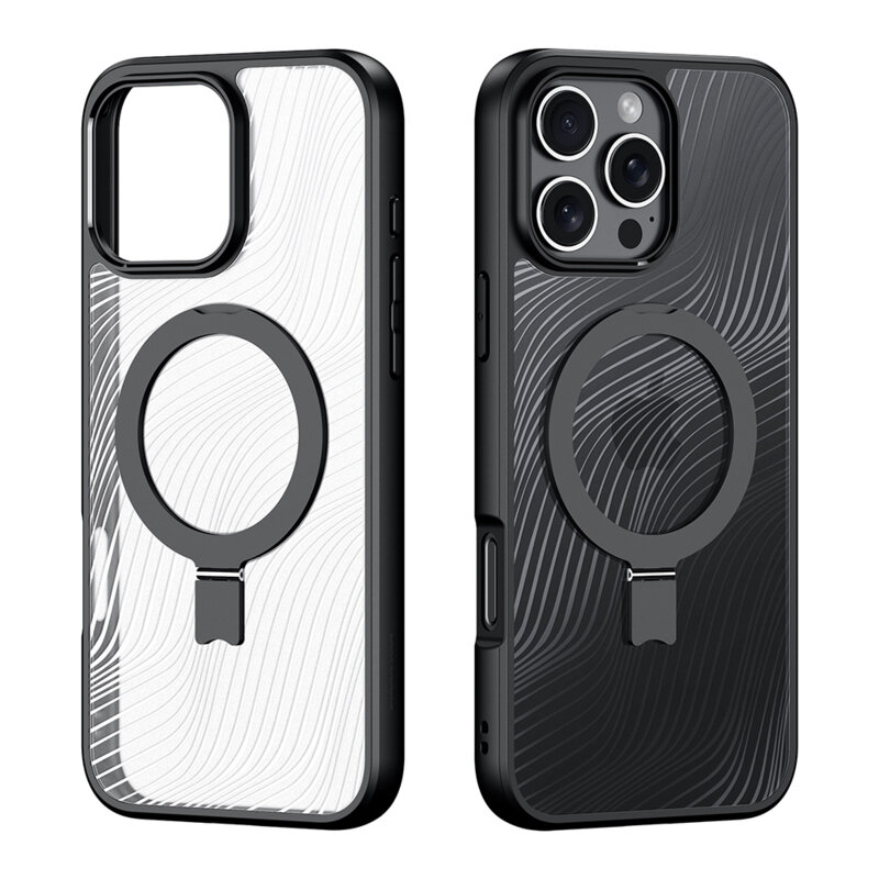 Husa iPhone 16 Pro Max Dux Ducis Aimo MagSafe Magnetic Stand, negru