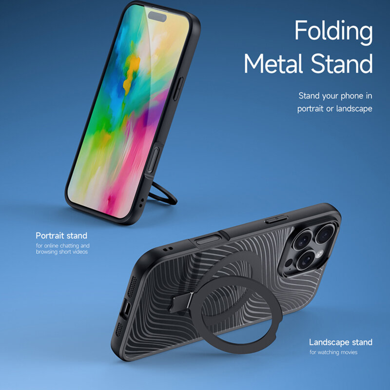 Husa iPhone 16 Pro Dux Ducis Aimo MagSafe Magnetic Stand, negru