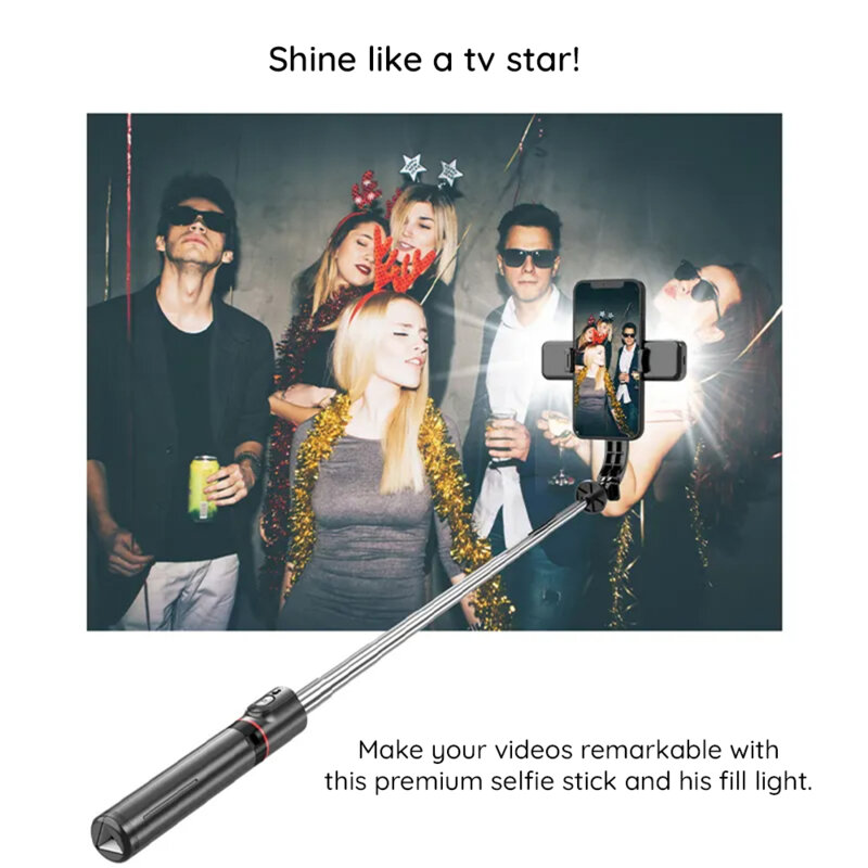 Selfie stick Bluetooth cu trepied si LED Techsuit L13d, 116cm