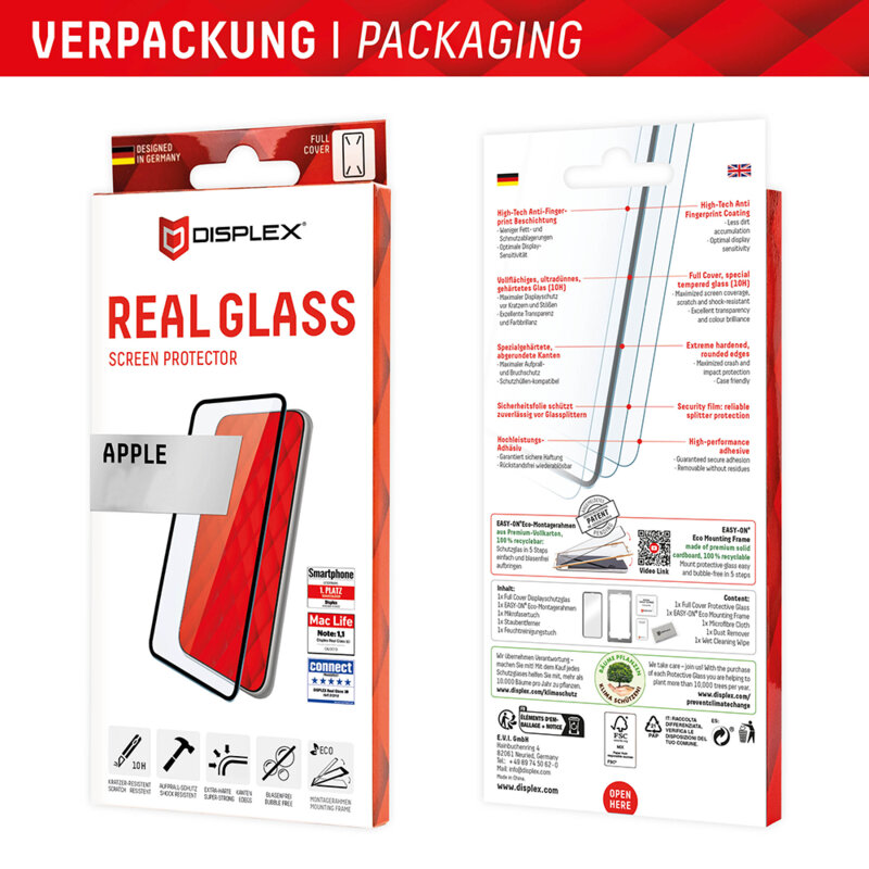 Folie sticla premium iPhone 16 Plus Displex Real Glass Full Cover, negru