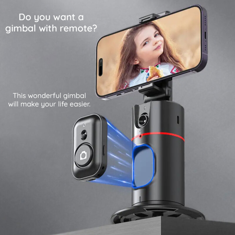 Gimbal telefon cu AI face tracking 360 Techsuit P02, negru