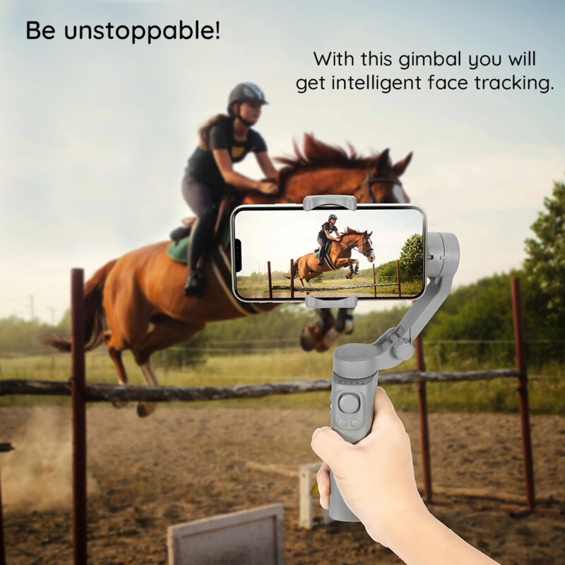 Gimbal stabilizator telefon cu face tracking Techsuit F5, gri