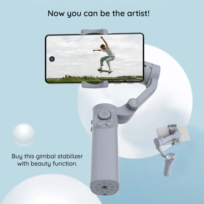 Gimbal stabilizator telefon cu face tracking Techsuit F5, gri