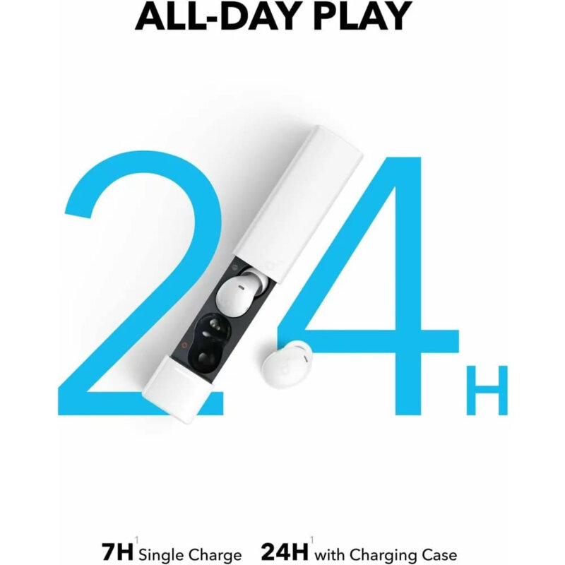 Casti Bluetooth Noise Cancelling cu microfon Anker A30i, alb