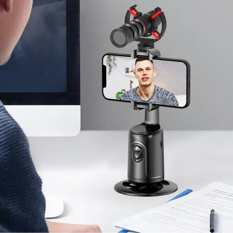 Gimbal telefon cu face tracking 360 Techsuit P01 Pro, negru