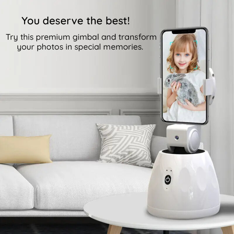 Gimbal inteligent telefon cu face tracking Techsuit Q3, alb