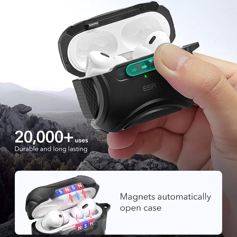 Husa Apple AirPods Pro ESR Cyber Magnetic Lock HaloLock, negru