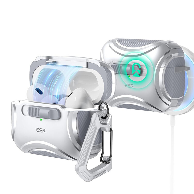 Husa Apple AirPods Pro ESR Cyber Magnetic Lock HaloLock, gri