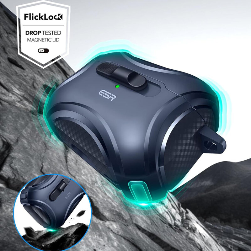 Husa Apple AirPods Pro 2 ESR Cyber Magnetic Lock HaloLock, albastru