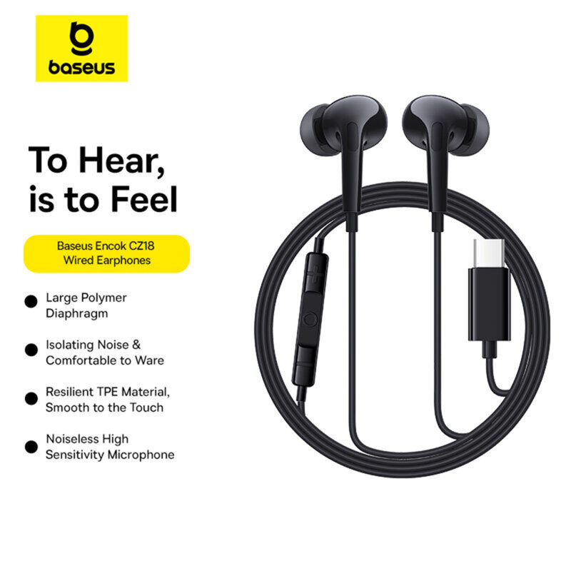 Casti in-ear cu fir Type-C Baseus Encok CZ18, alb