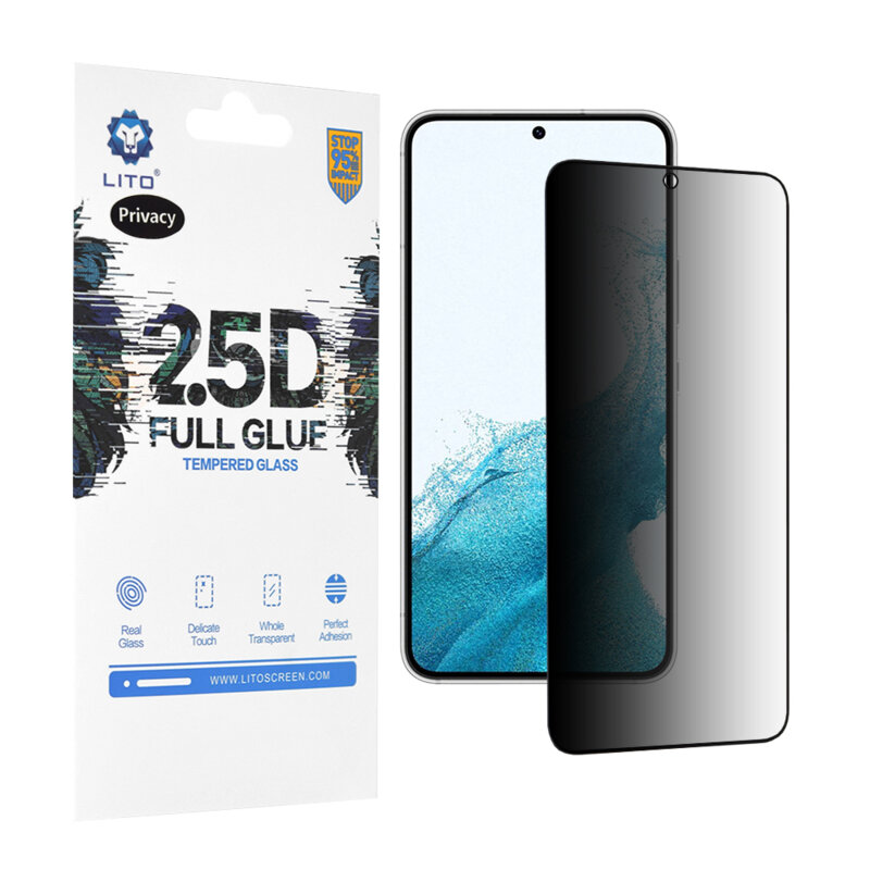 Folie sticla Samsung Galaxy S22 5G Lito 2.5D Full Glue, privacy