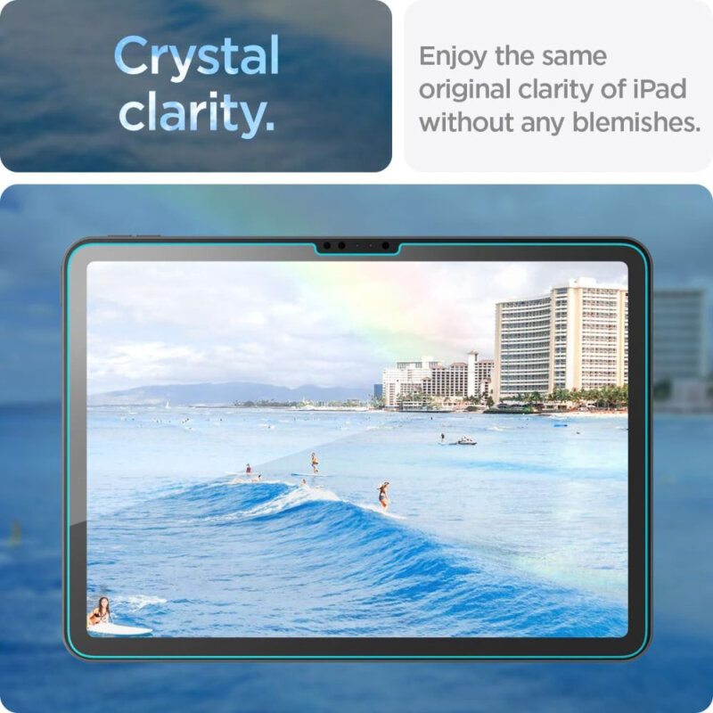 Folie sticla iPad Air 11 (2024) Spigen Glas.t R Ez Fit 9H, transparenta