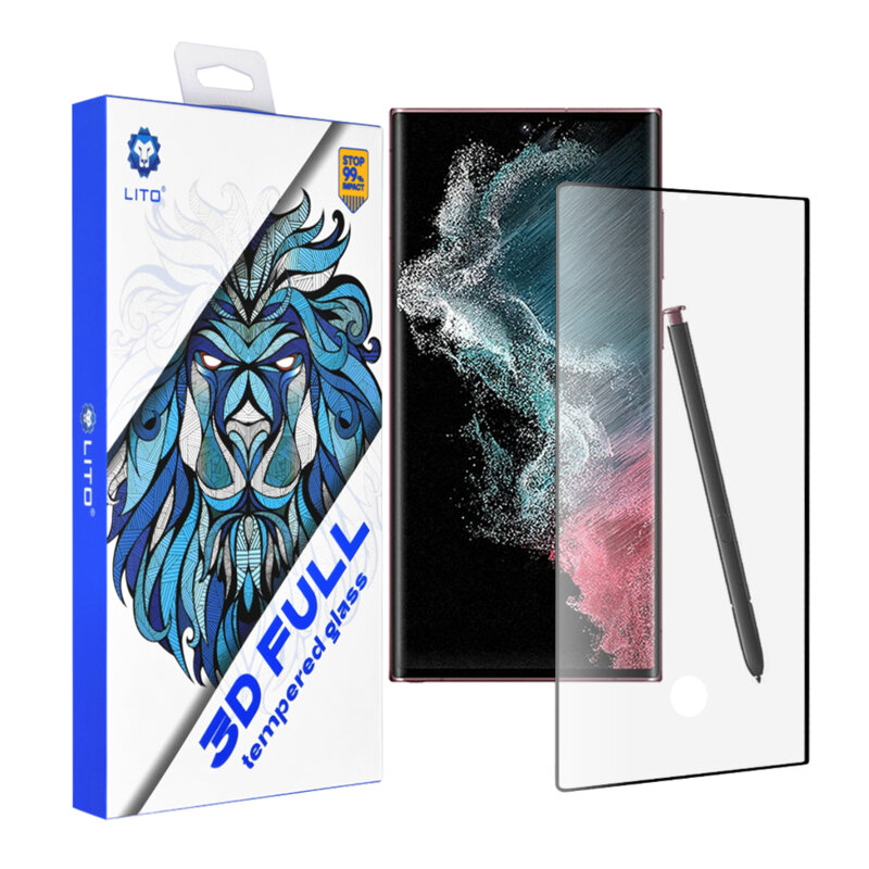 Folie sticla Samsung Galaxy S22 Ultra 5G Lito 3D Full Cover, negru
