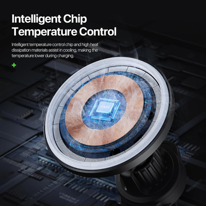 Suport telefon auto magnetic Duzzona V5, MagSafe, 15W