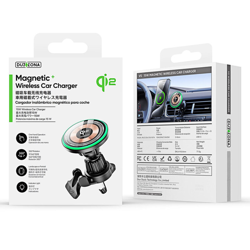 Suport telefon auto magnetic Duzzona V5, MagSafe, 15W