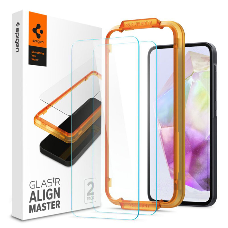 [Pachet 2x] Folie sticla Samsung Galaxy A35 5G Spigen Glas.tR Align Master, transparenta