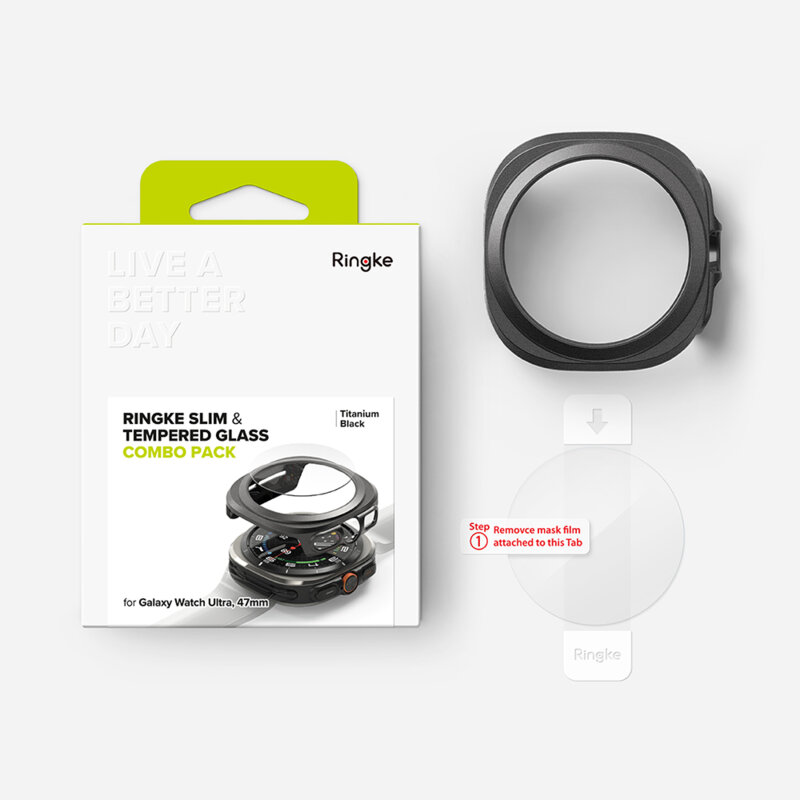 Husa + folie Samsung Galaxy Watch Ultra 47mm Ringke Slim, negru